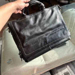 Tumi black leather laptop bag